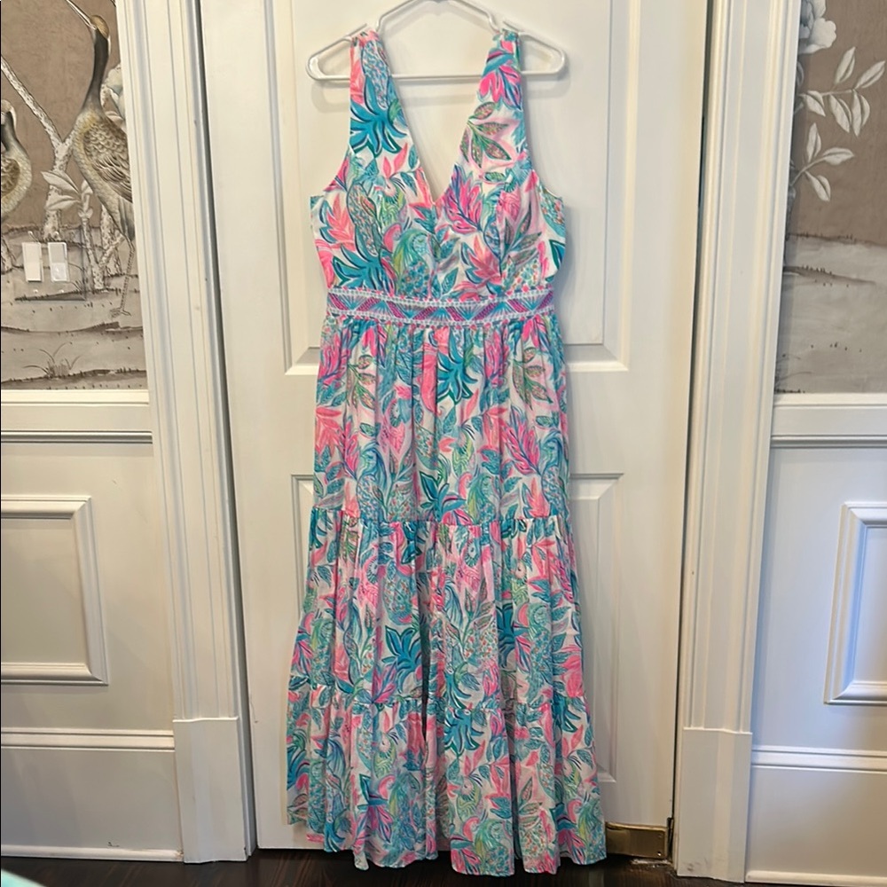 Lilly Pulitzer Pink and Blue Floral Maxi Dress